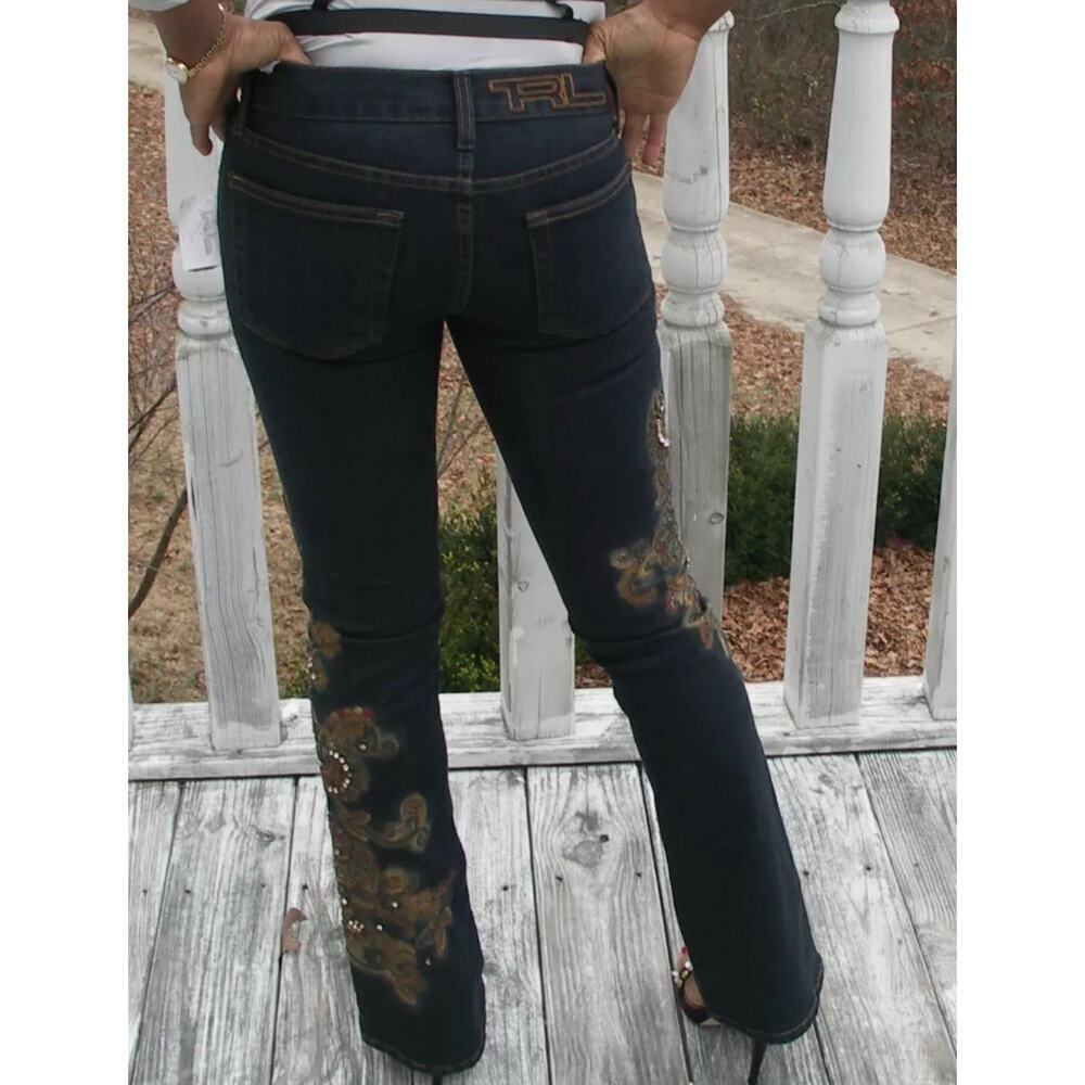 Ralph Lauren Black Label Embellished Jeans Embroidered Bead Jewel Denim 30 $1690 - Picture 6 of 16